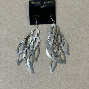 Fashion Silver Toned Large Tear drop Shaped Dangle Earrings Fish Hook Earrings
